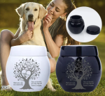 Petit urne animaux blanc noir arbre vie