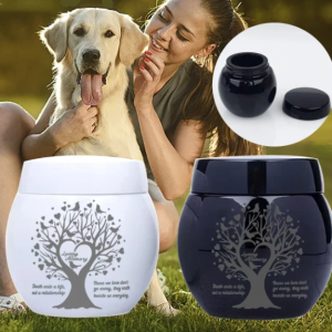Petit urne animaux blanc noir arbre vie