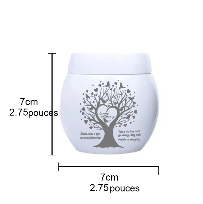 Petit urne animaux blanc noir arbre vie – Image 8