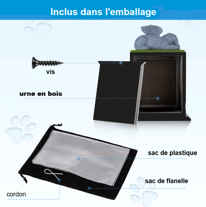 Urne bois chiens grise photo ange – Image 2