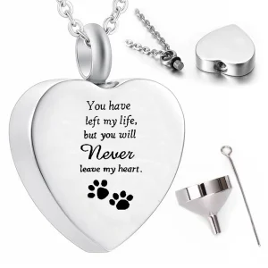 collier urne coeur animaux