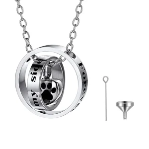 collier coeur urne double anneau patte