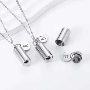 collier urne classique cylindre argent