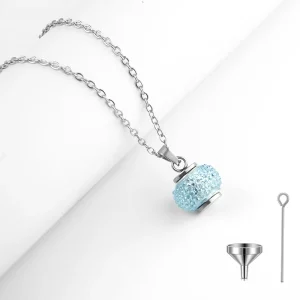 collier crémation stainless bleu clair
