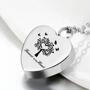 collier urne coeur argent