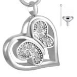 collier urne coeur papillon