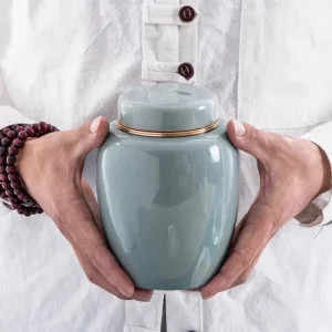 urne céramique turquoise