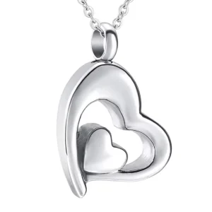 collier urne double cœur