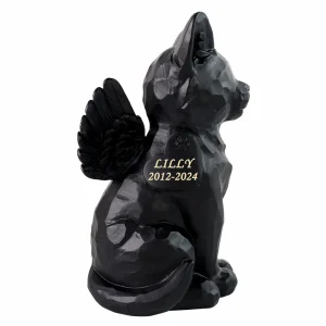 urne chat ange sur coeur noire