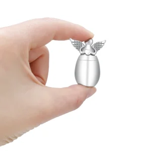 urne coeur ailes d'anges en acier