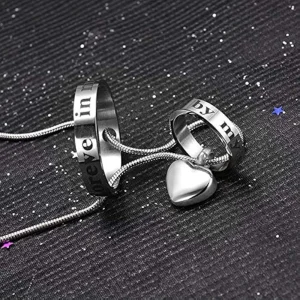 collier coeur en acier inoxydable