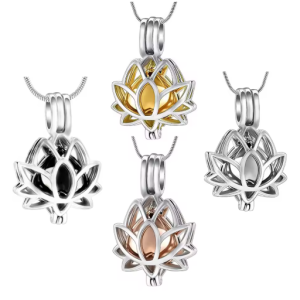 collier crémation fleur or