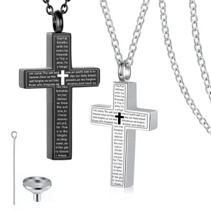 collier urne croix noire