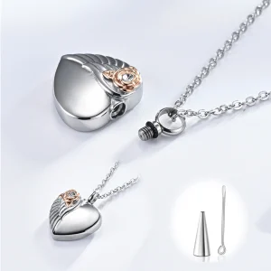 collier coeur rose ange