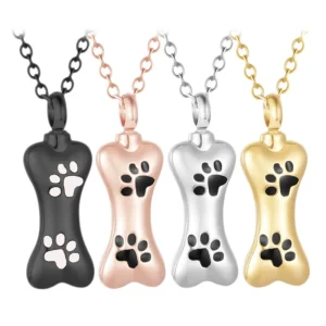 collier urne pendentif os