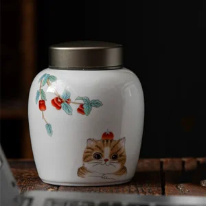 urne chat cerisier céramique
