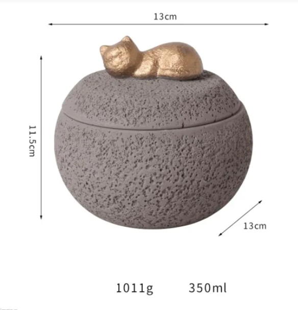 Urne chat chien or couché sur rose blanc noir gris – Image 9