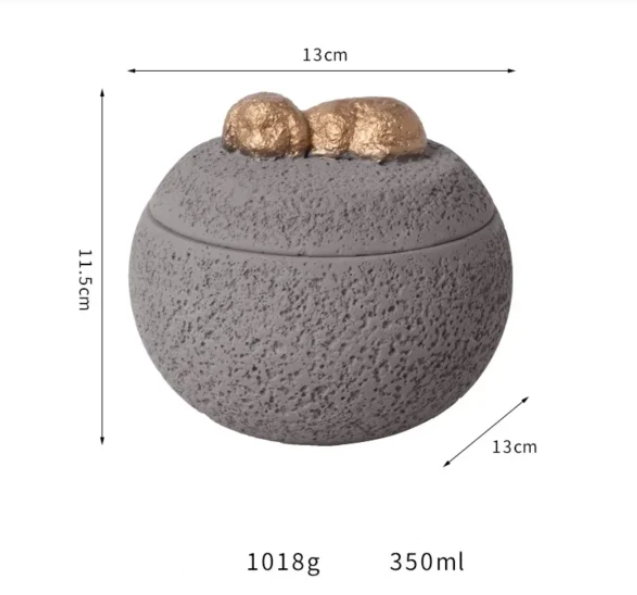 Urne chat chien or couché sur rose blanc noir gris – Image 12