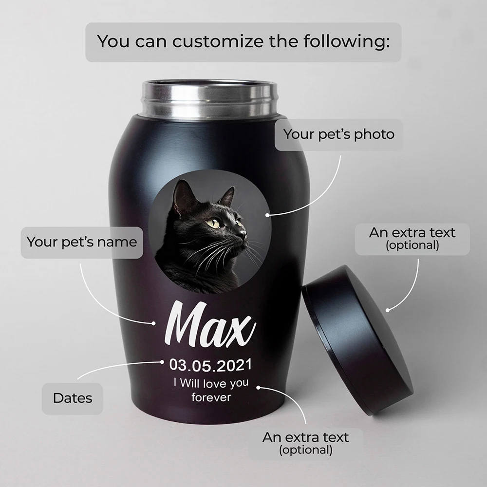 Urne personnalisable photo nom date en métal pour chat et chien – Image 4