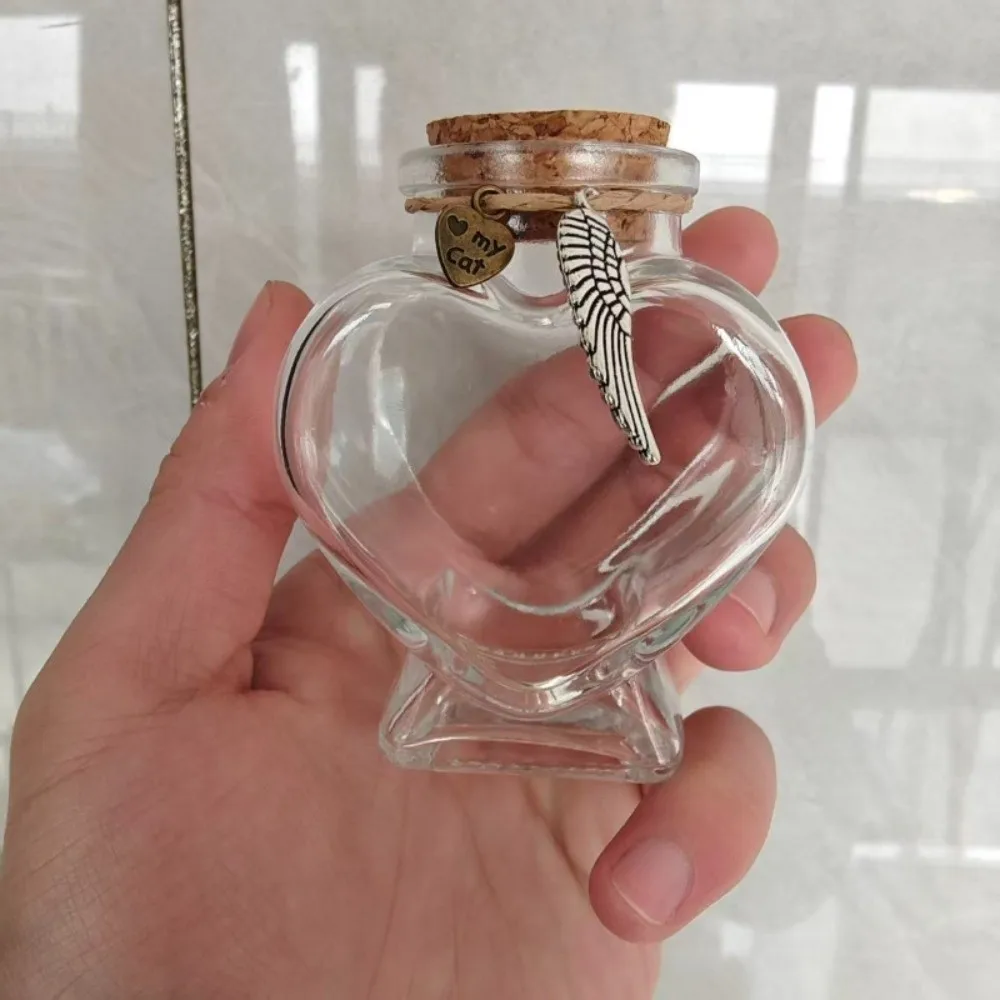 Urne chat chien transparente en coeur cendre ou poil – Image 7