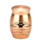 Mini urne commémorative animaux chien chat ailes d'anges et pattes métal