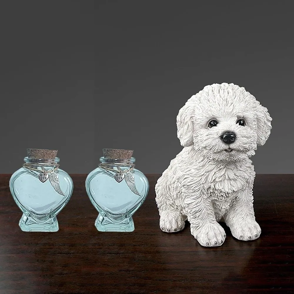 Urne chat chien transparente en coeur cendre ou poil – Image 5