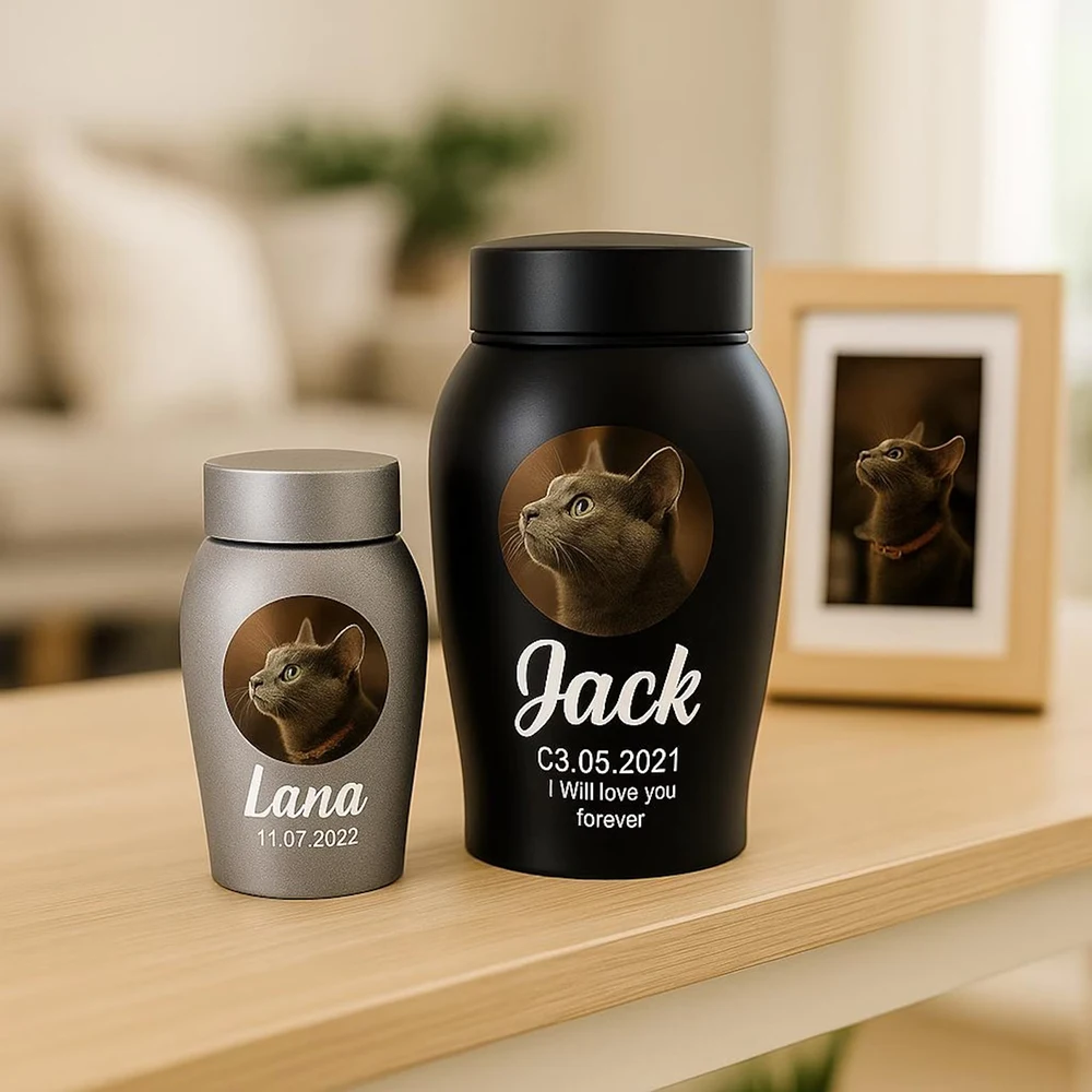 Urne personnalisable photo nom date en métal pour chat et chien – Image 9