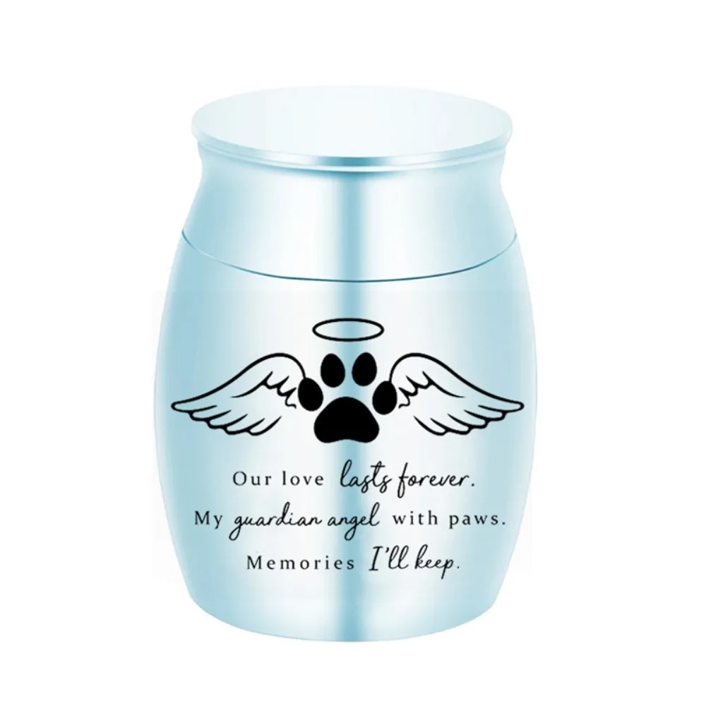 Mini urne commémorative animaux chien chat ailes d'anges et pattes métal – Image 10