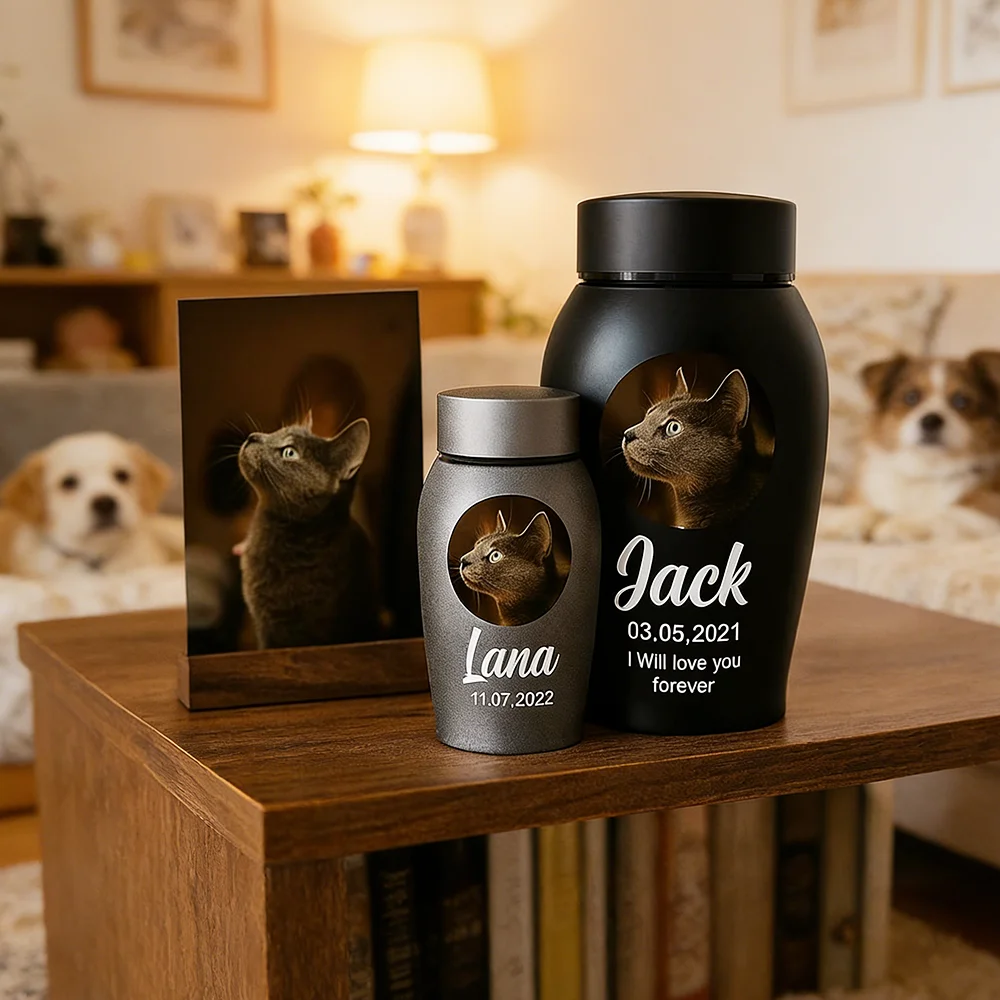 Urne personnalisable photo nom date en métal pour chat et chien – Image 8