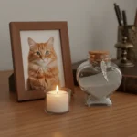 Urne chat chien transparente en coeur cendre ou poil