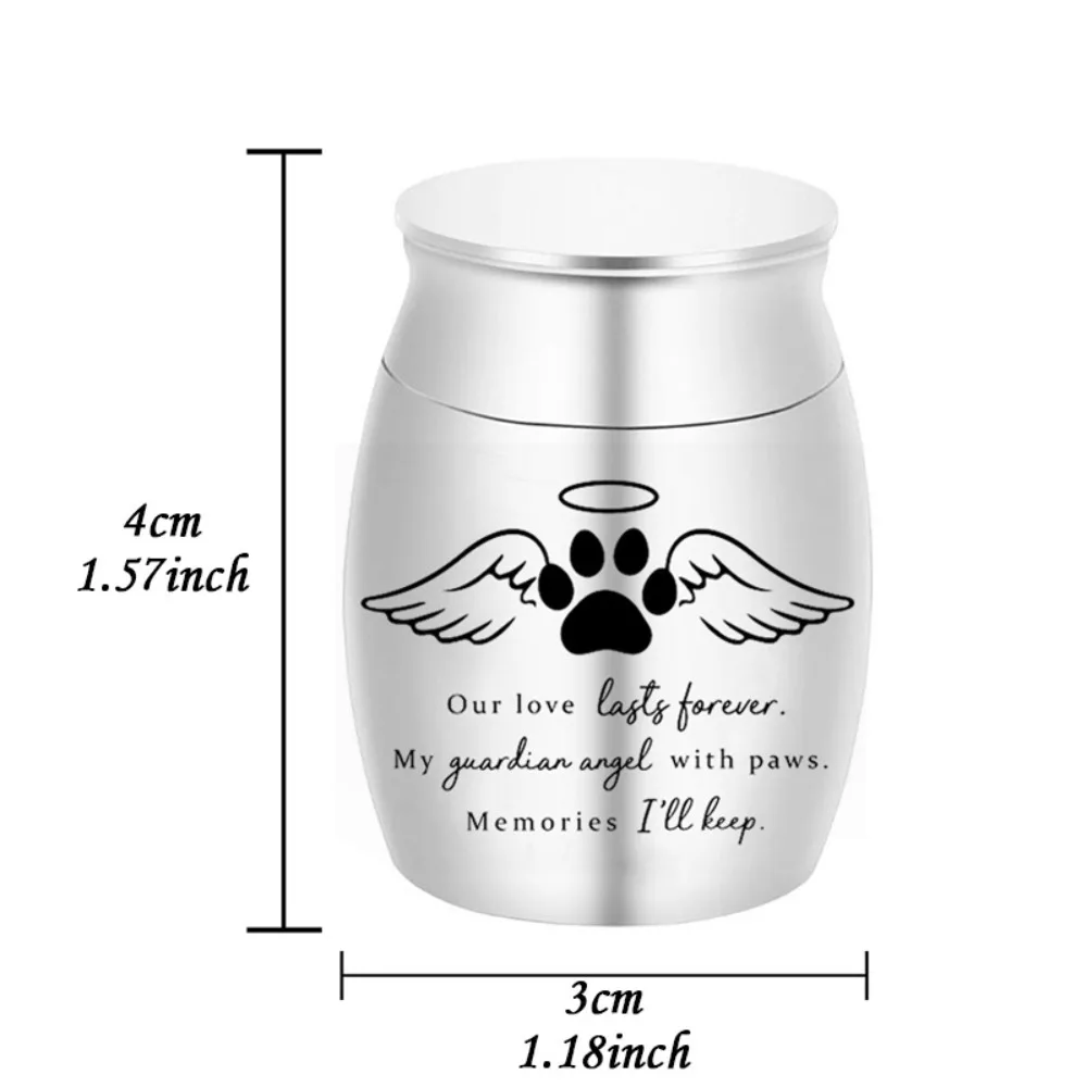 Mini urne commémorative animaux chien chat ailes d'anges et pattes métal – Image 6