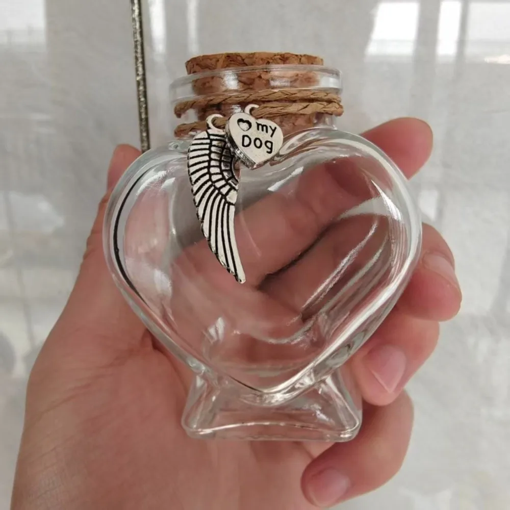 Urne chat chien transparente en coeur cendre ou poil – Image 8