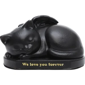 Urne petit chat chien couché noir We love you forever