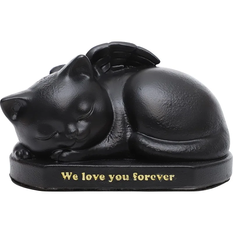 Urne petit chat chien couché noir We love you forever