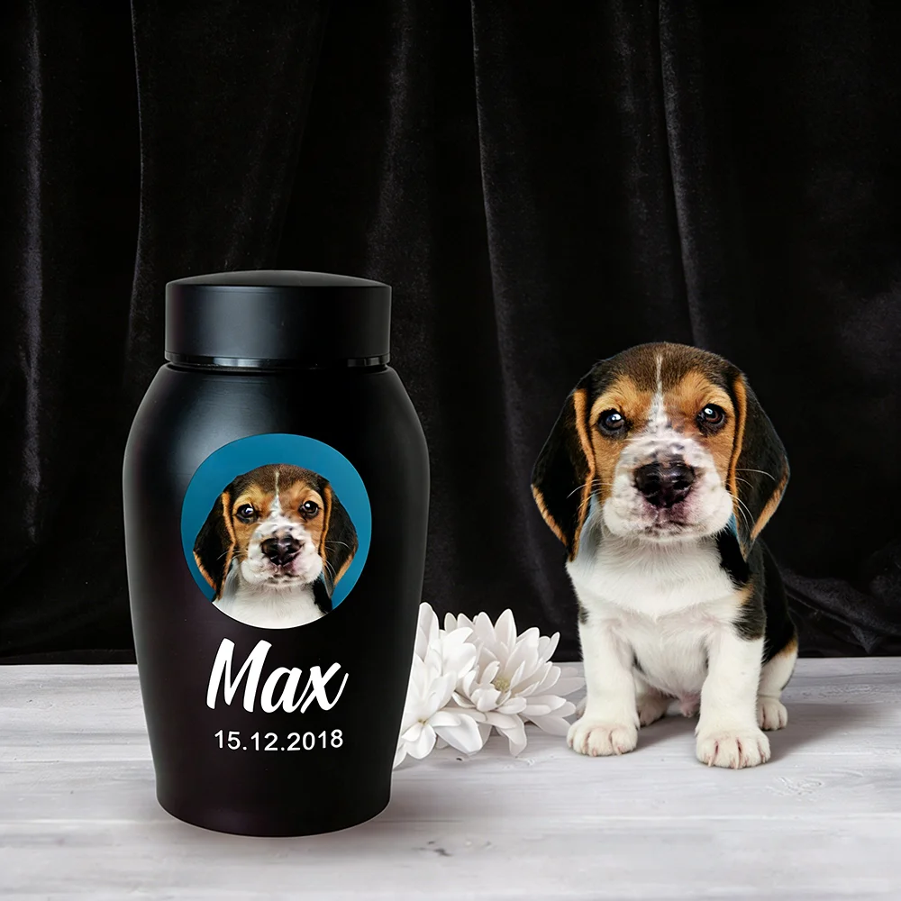 Urne personnalisable photo nom date en métal pour chat et chien – Image 2