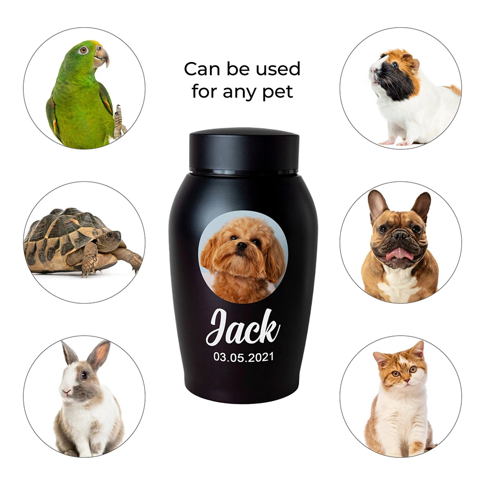 Urne personnalisable photo nom date en métal pour chat et chien – Image 3