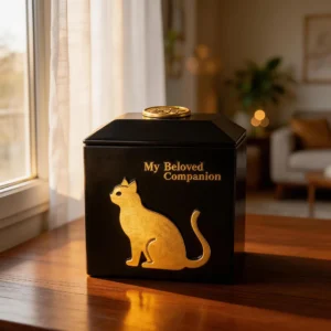 Urne funéraire pour chat noir et or My Beloved Companion