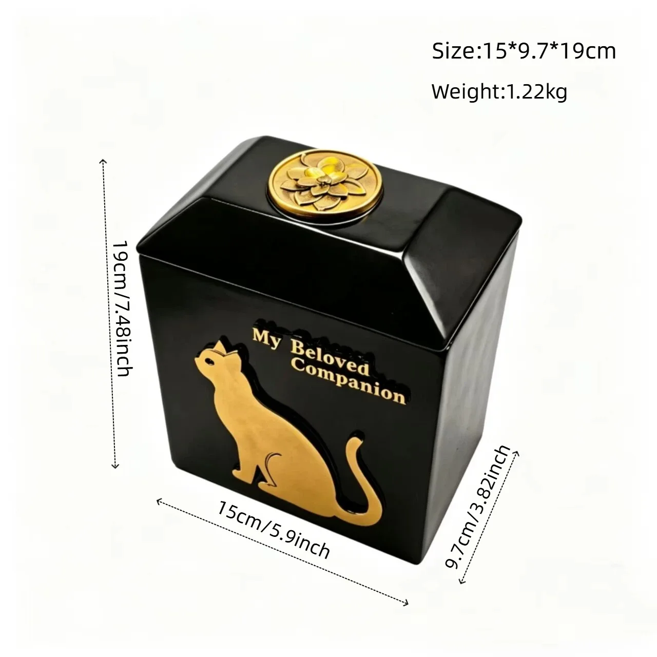 Urne funéraire pour chat noir et or My Beloved Companion – Image 6