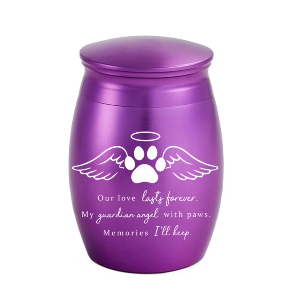 Mini urne commémorative animaux chien chat ailes d'anges et pattes métal – Image 8