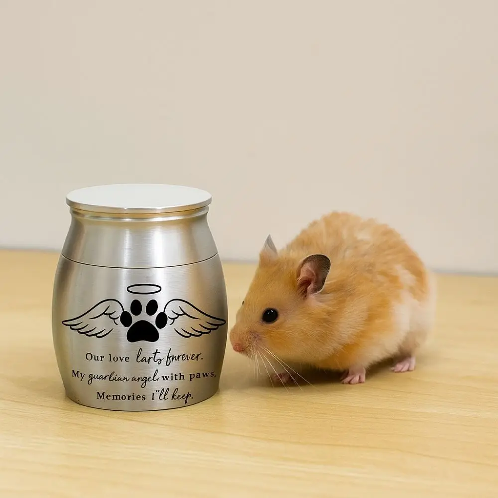 Mini urne commémorative animaux chien chat ailes d'anges et pattes métal – Image 2