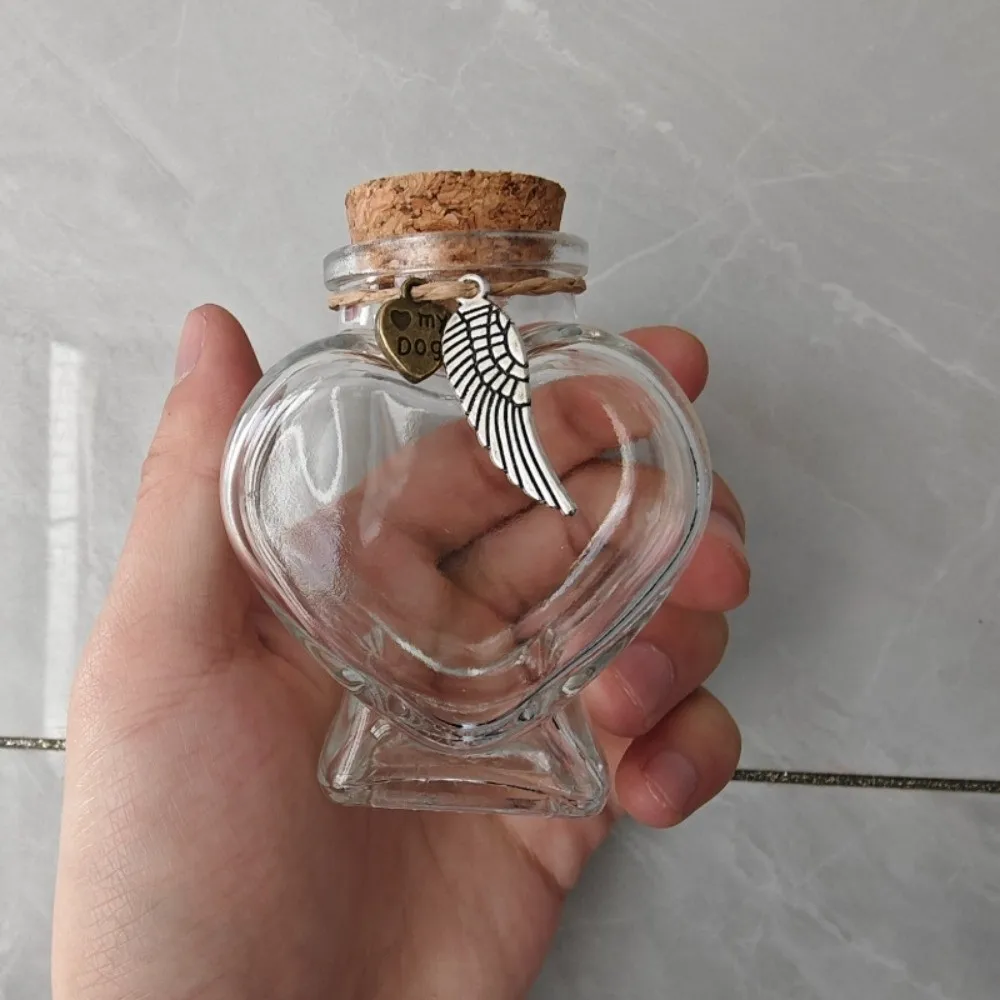 Urne chat chien transparente en coeur cendre ou poil – Image 11