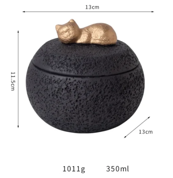 Urne chat chien or couché sur rose blanc noir gris – Image 10
